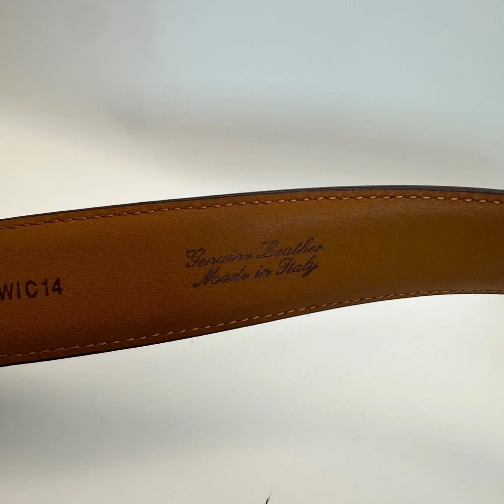 Brooks Brothers Leather Belt Mens 32 Dark Brown Classic Made in Italy